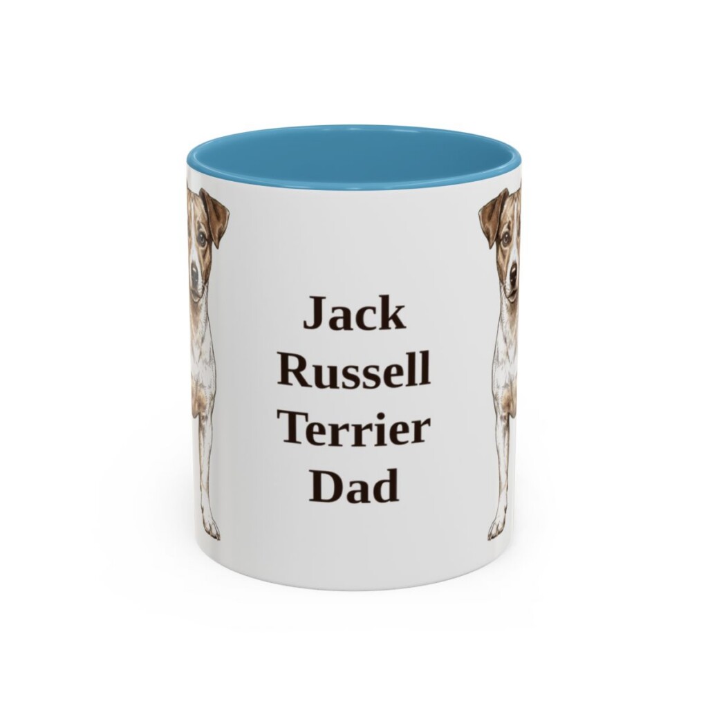 11oz Jack Russell Terrier Dog Dad Mug, Light Blue, front view