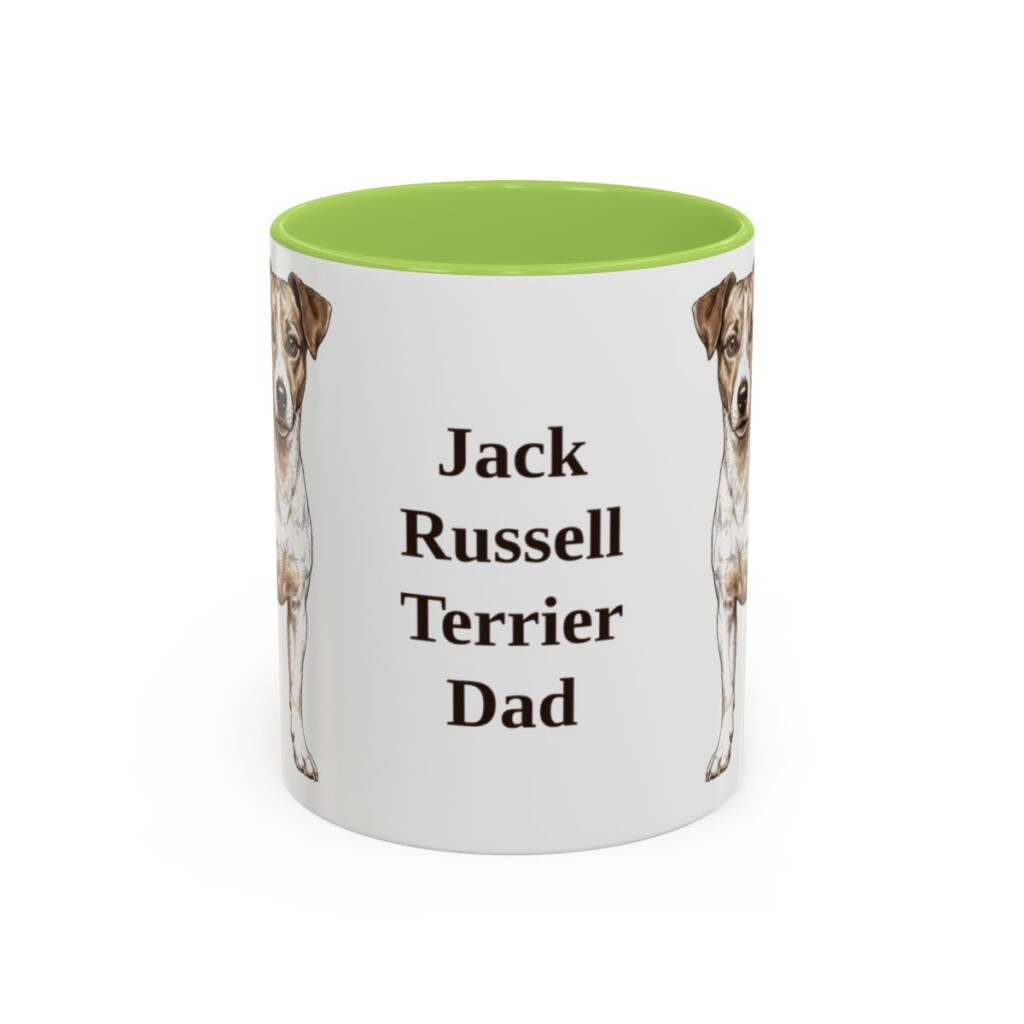 11oz Jack Russell Terrier Dog Dad Mug, Light Green, front view