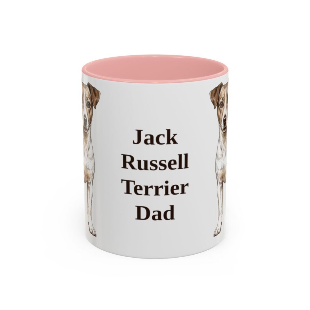11oz Jack Russell Terrier Dog Dad Mug, Pink, front view
