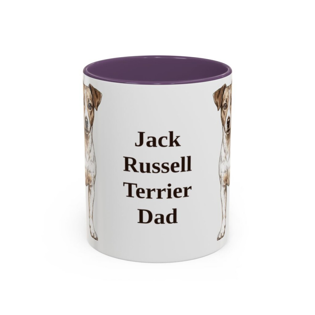 11oz Jack Russell Terrier Dog Dad Mug, Purple, front view