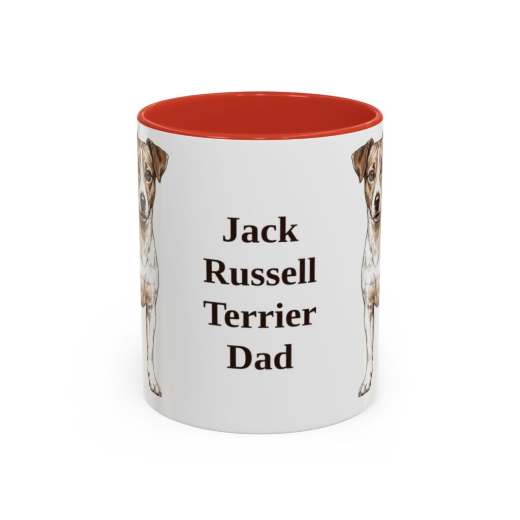 11oz Jack Russell Terrier Dog Dad Mug, Red, front view