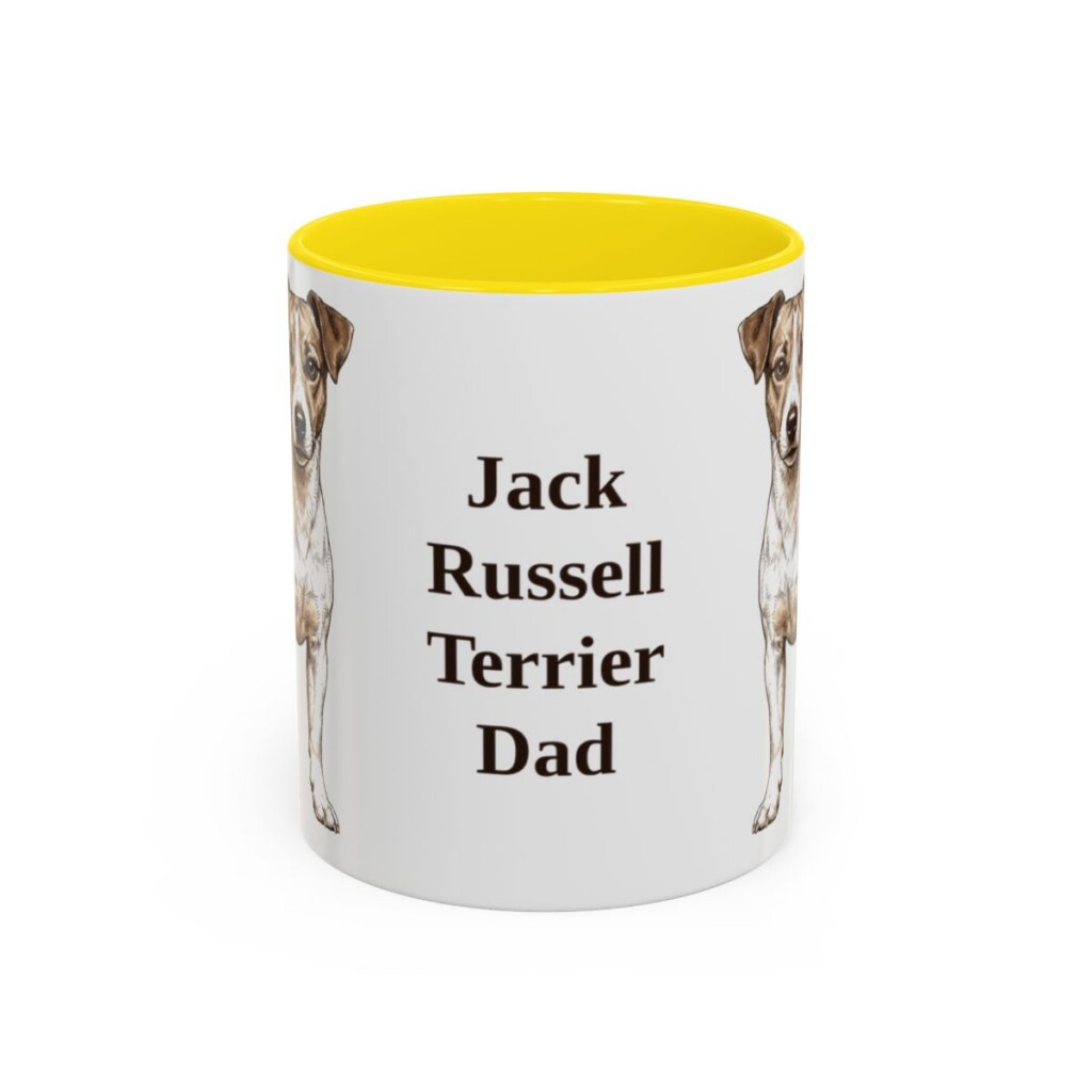 11oz Jack Russell Terrier Dog Dad Mug, Yellow, front view