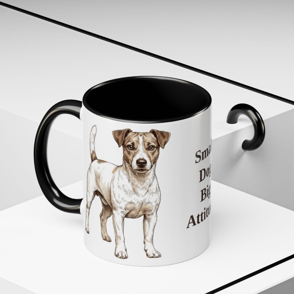 11oz Funny Jack Russell Terrier Mug, Black, lifestyle photo