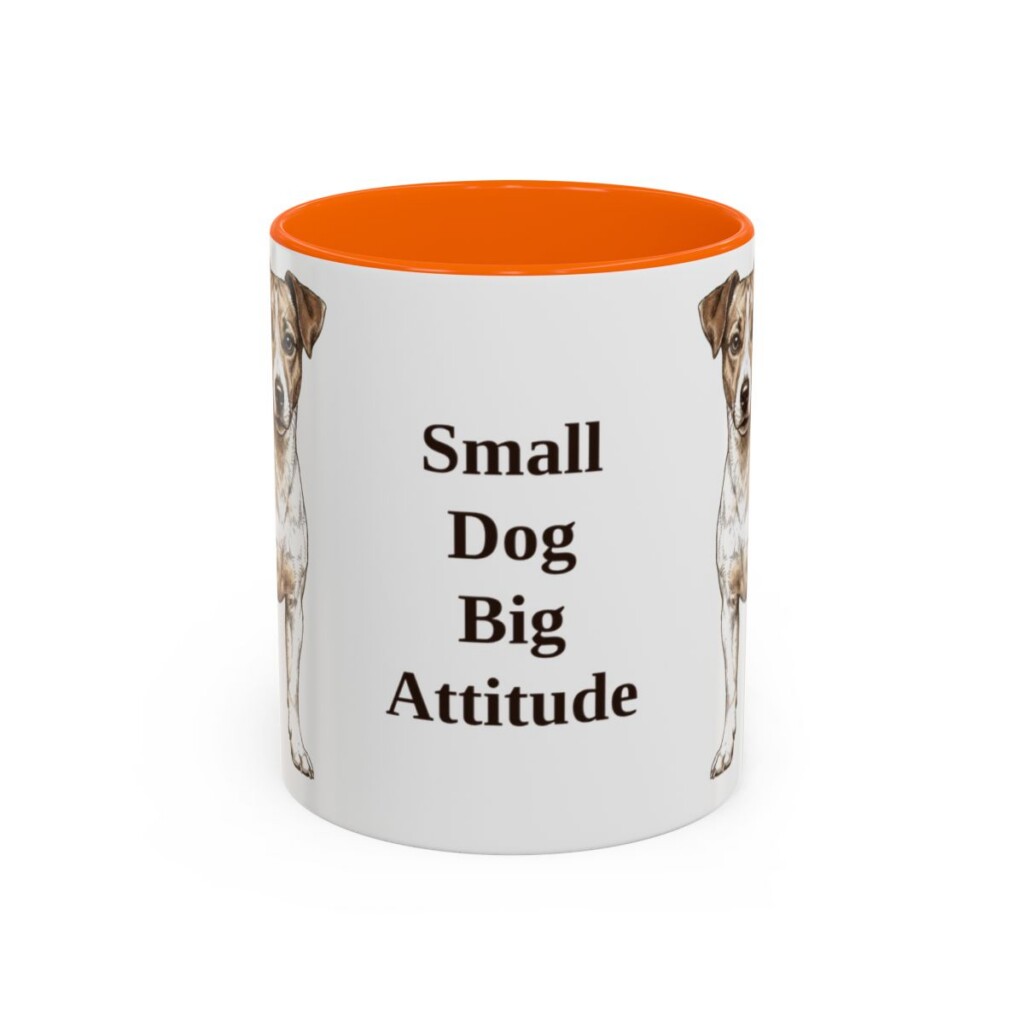 11oz Funny Jack Russell Terrier Mug, Orange, front view
