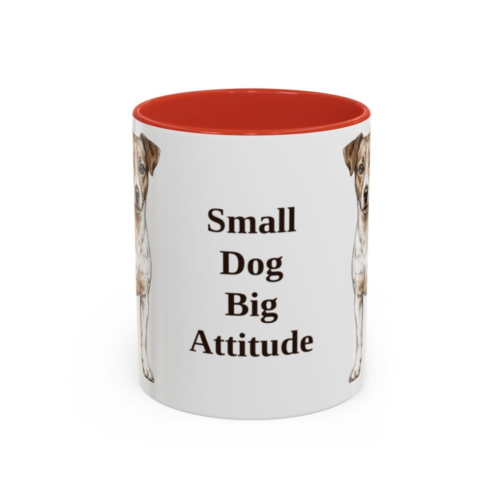 11oz Funny Jack Russell Terrier Mug, Red, front view