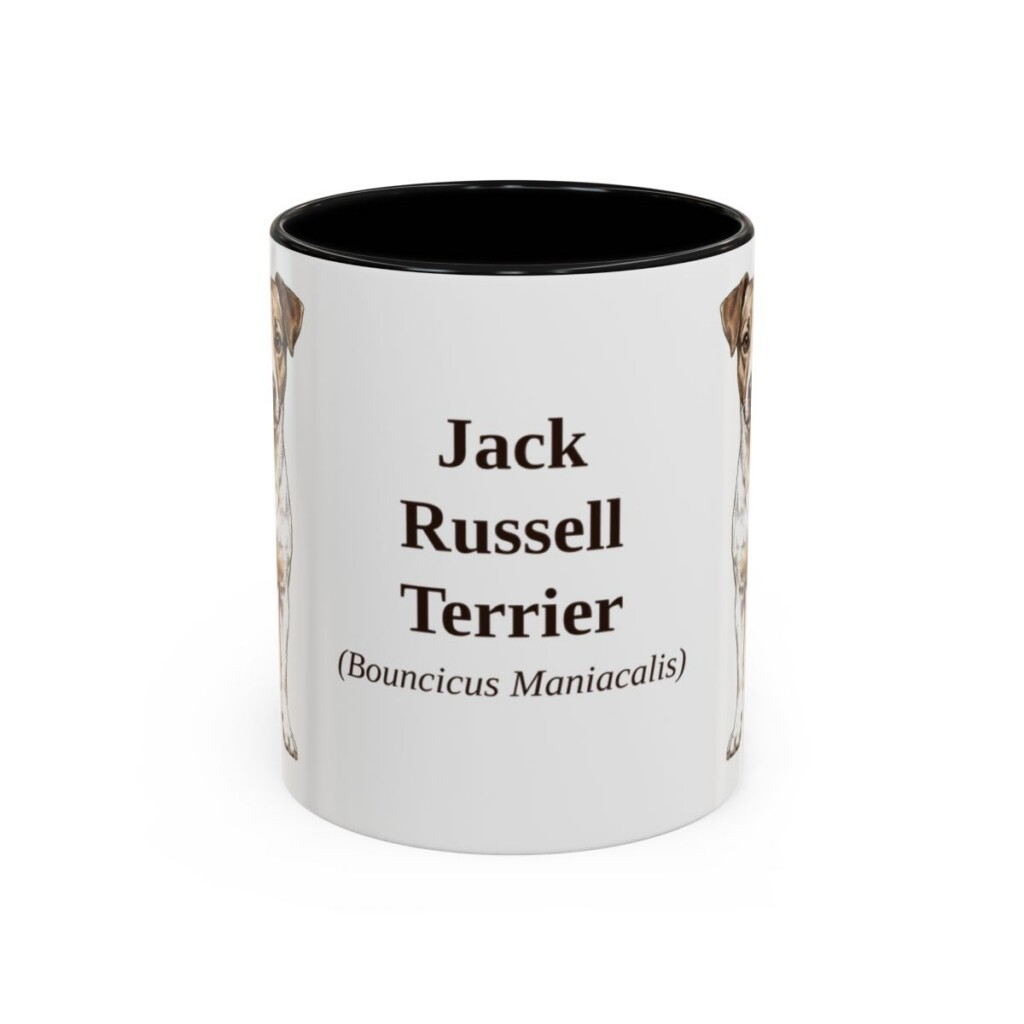 11oz Jack Russell Terrier Latin Mug, Black, front view