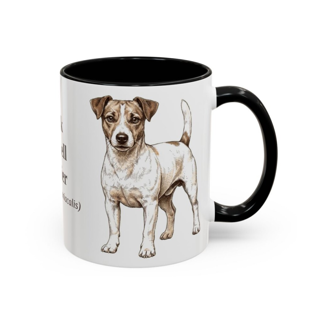 11oz Jack Russell Terrier Latin Mug, Black, right side view