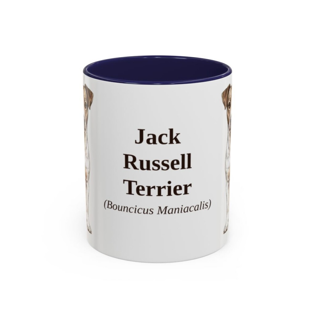 11oz Jack Russell Terrier Latin Mug, Navy, front view