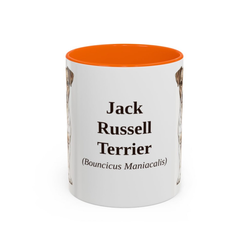 11oz Jack Russell Terrier Latin Mug, Orange, front view