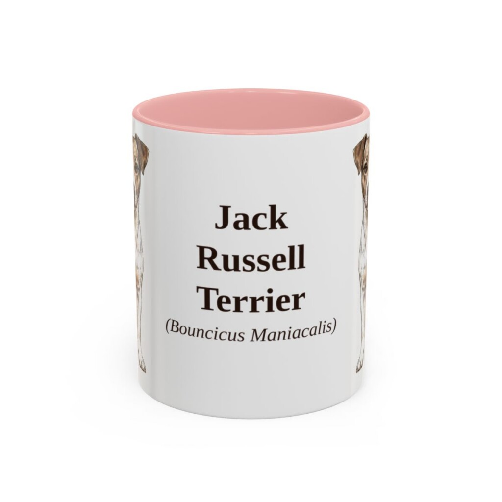 11oz Jack Russell Terrier Latin Mug, Pink, front view