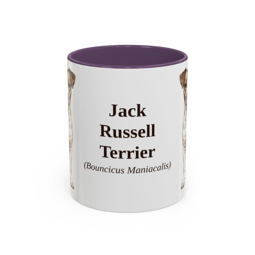11oz Jack Russell Terrier Latin Mug, Purple, front view