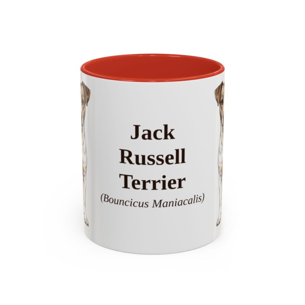 11oz Jack Russell Terrier Latin Mug, Red, front view