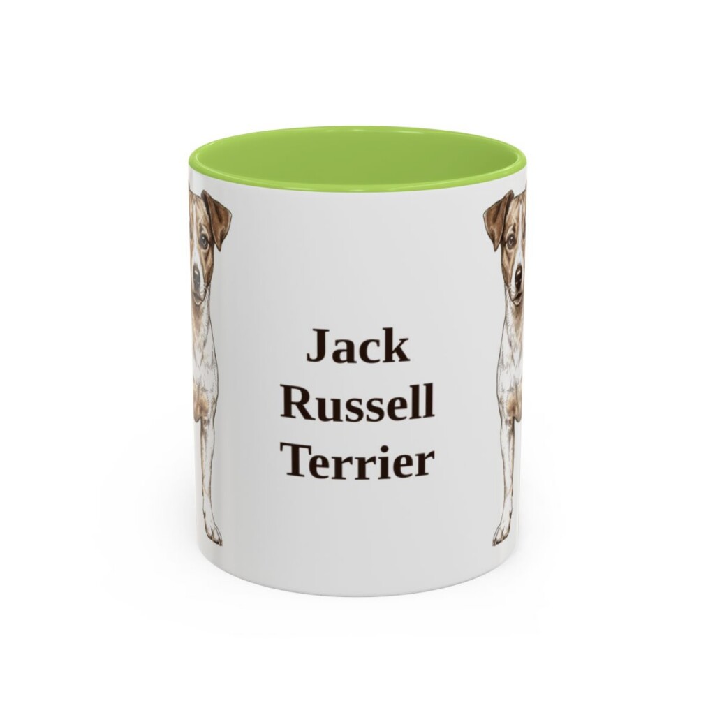 11oz Jack Russell Terrier Mug, Light Green, front view