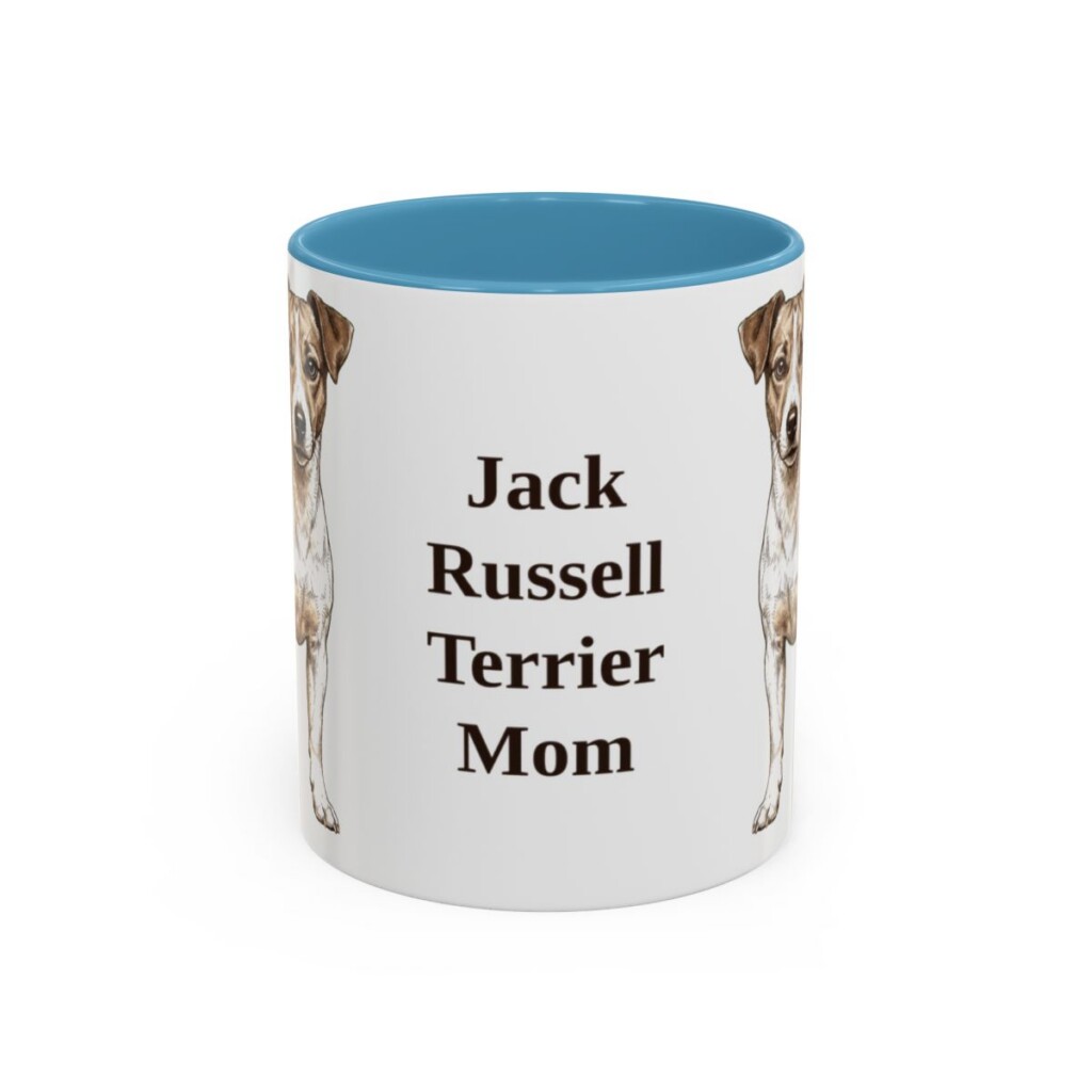 11oz Jack Russell Terrier Dog Mom Mug, Light Blue, front view