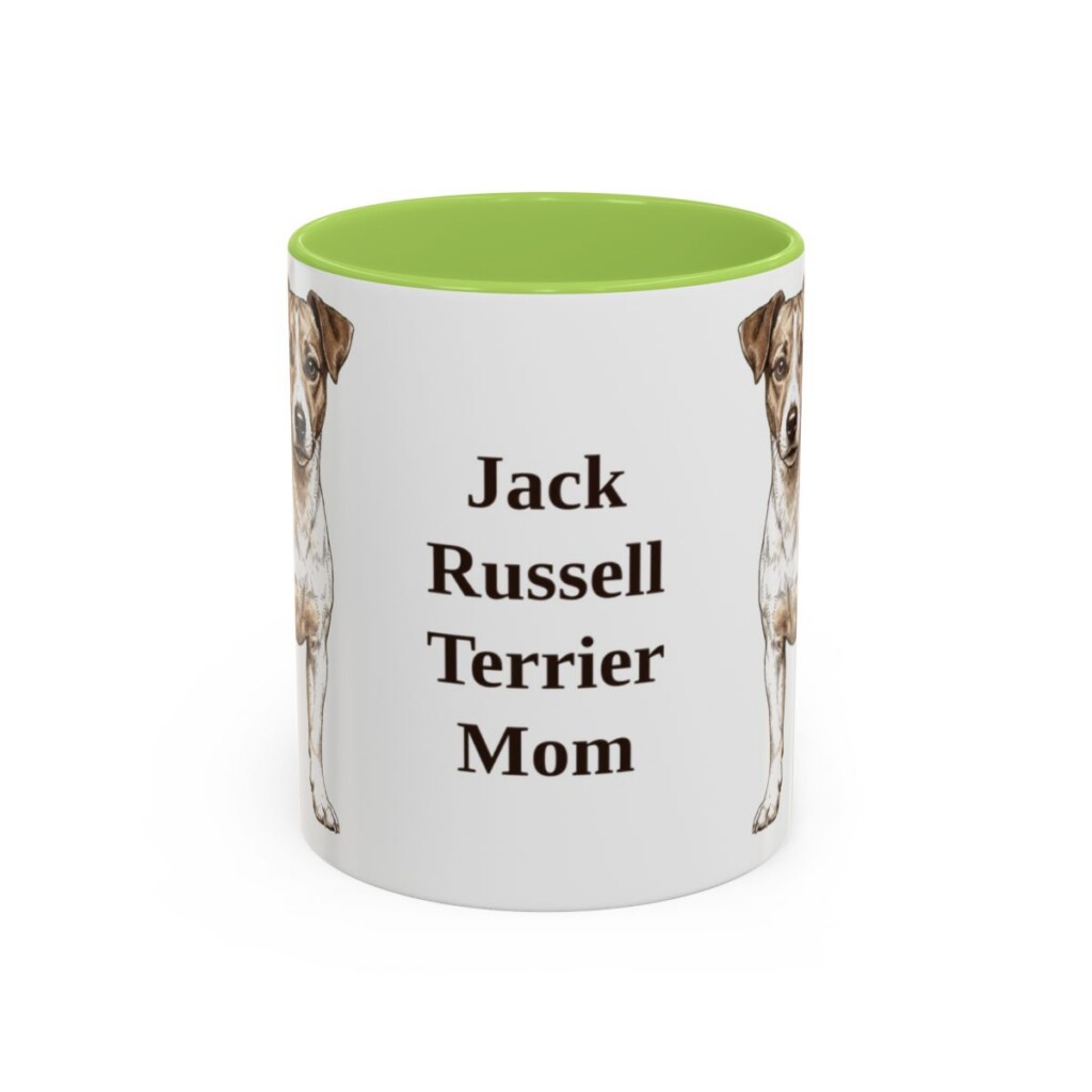 11oz Jack Russell Terrier Dog Mom Mug, Light Green, front view