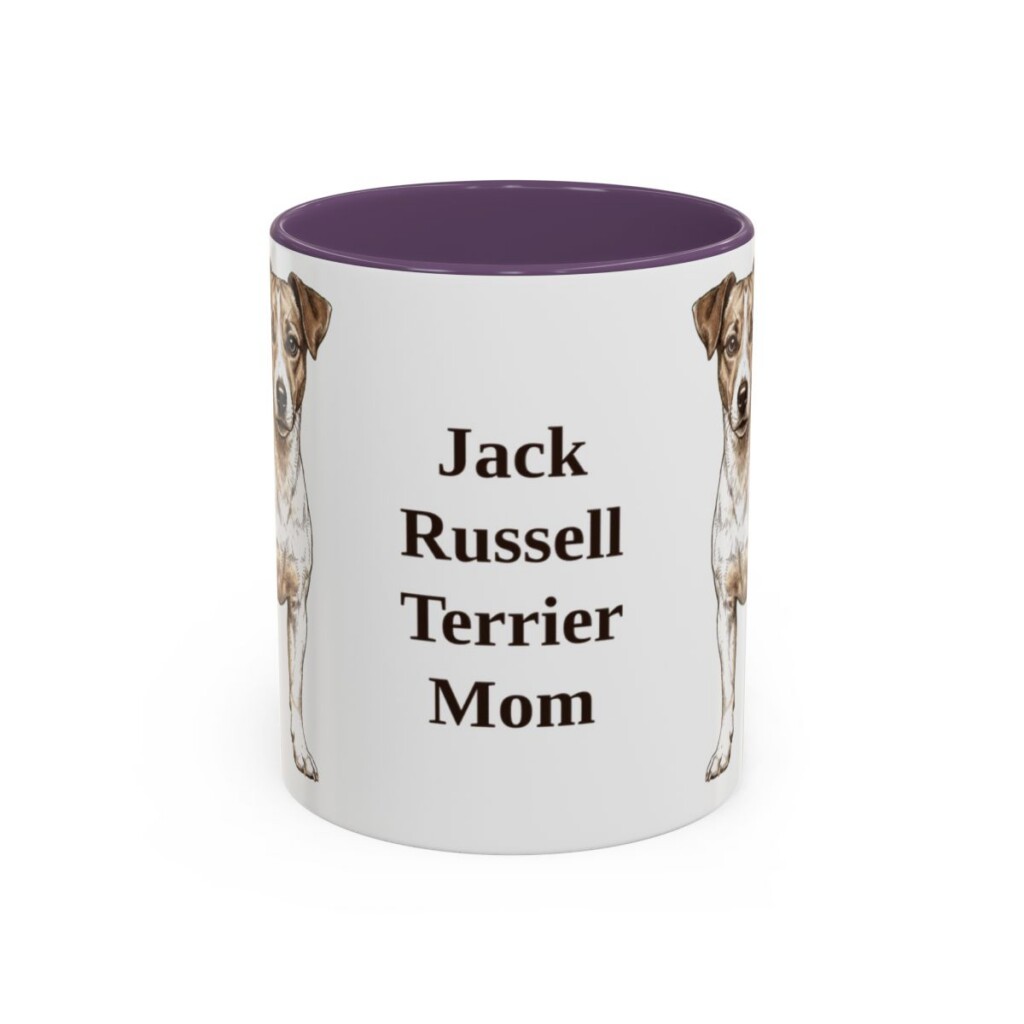 11oz Jack Russell Terrier Dog Mom Mug, Purple, front view