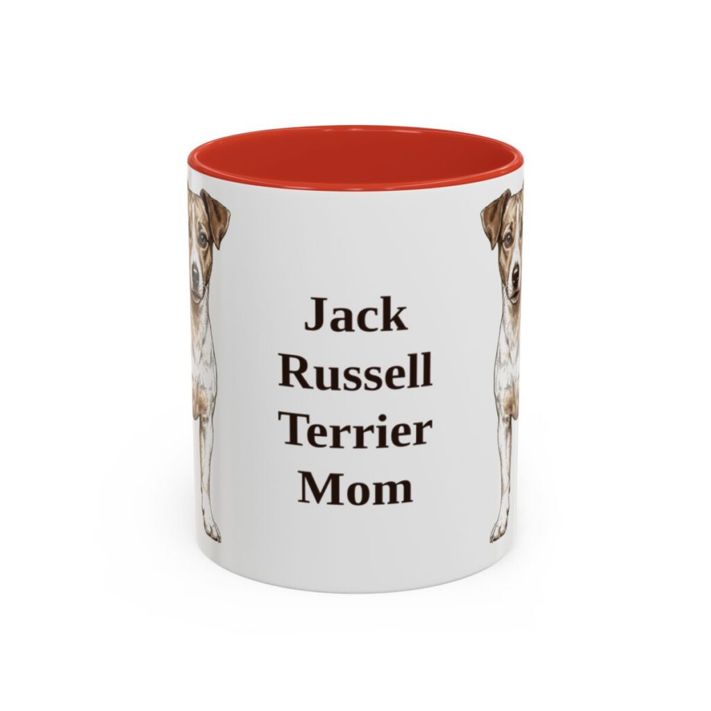 11oz Jack Russell Terrier Dog Mom Mug, Red, front view