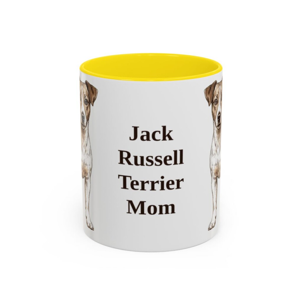 11oz Jack Russell Terrier Dog Mom Mug, Yellow, front view