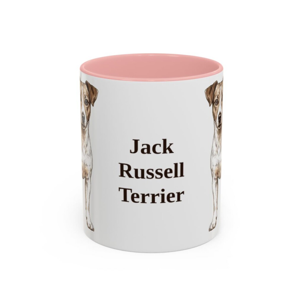 11oz Jack Russell Terrier Mug, Pink, front view