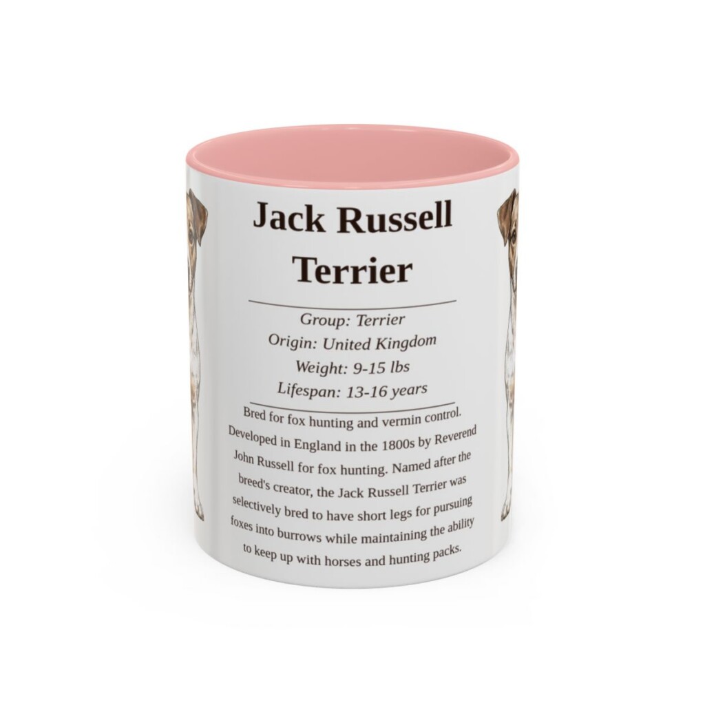 11oz-jack-russell-terrier-mug-writeup-pink 11oz Jack Russell Terrier Mug, Pink, front view