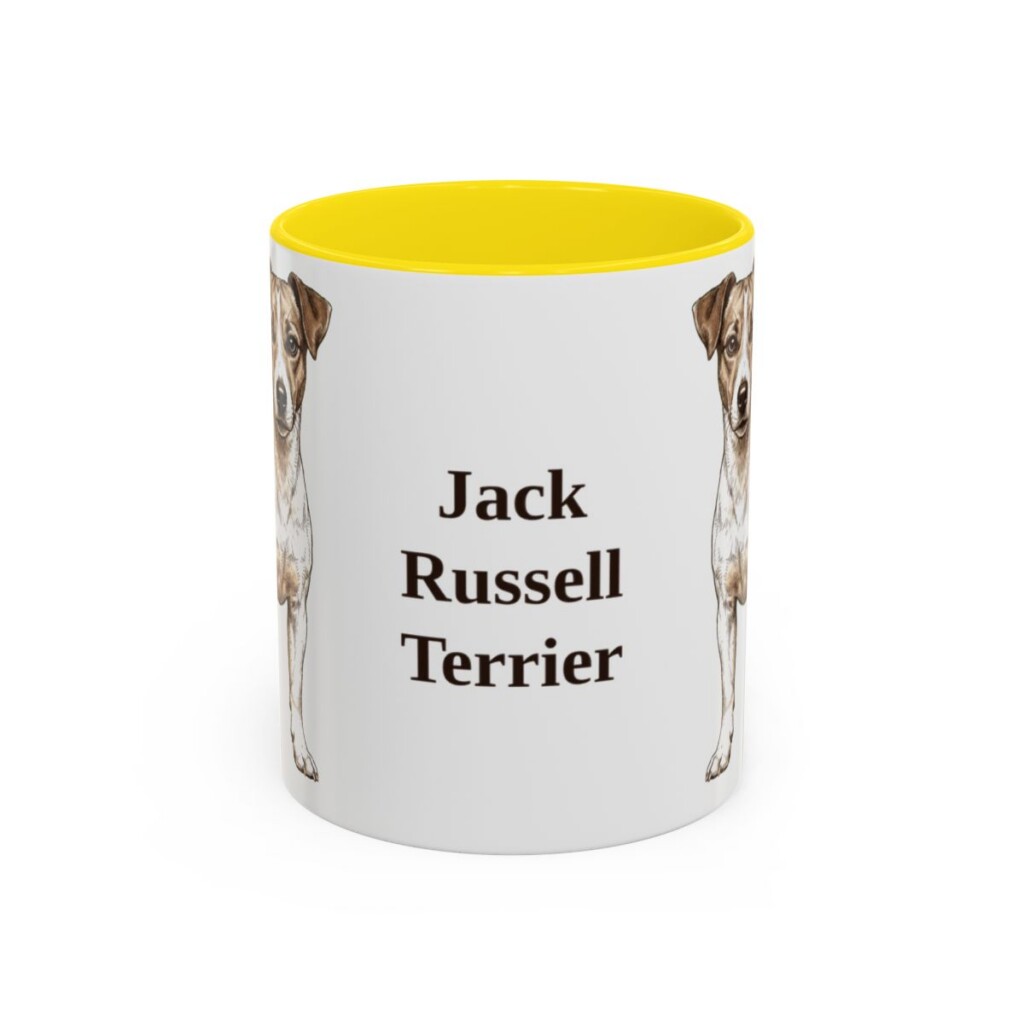 11oz Jack Russell Terrier Mug, Yellow, front view