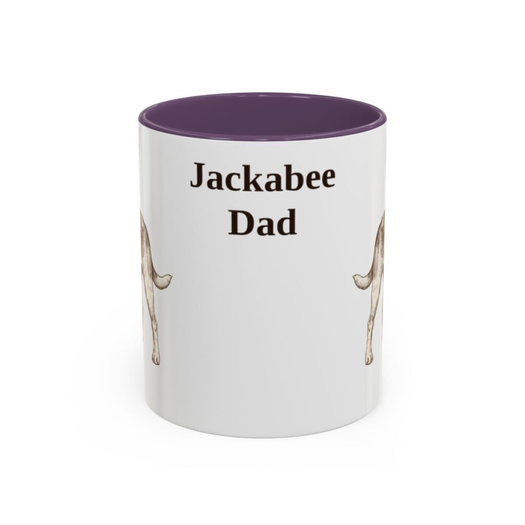 11oz Jackabee Dog Dad Mug, Purple, front view