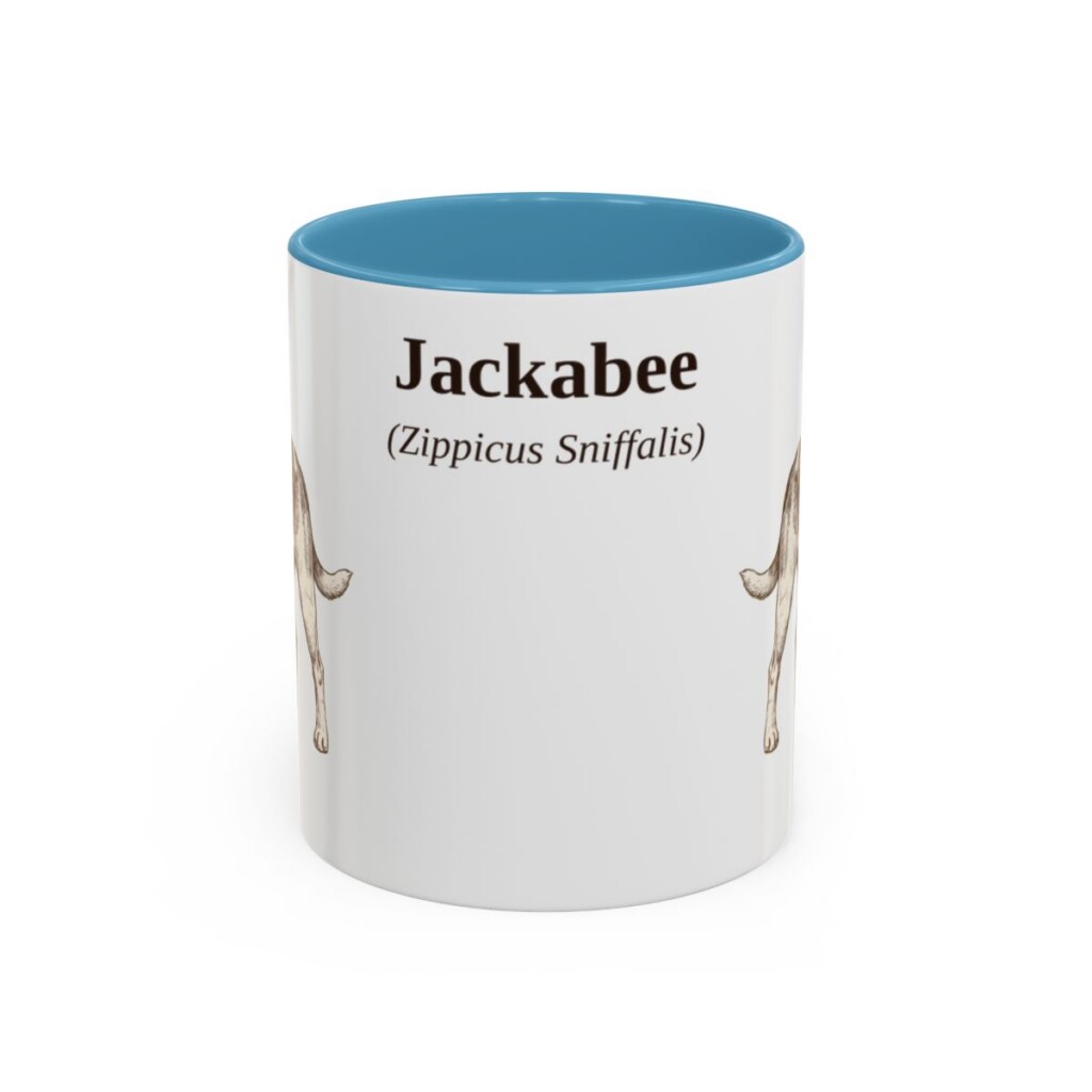 11oz Jackabee Latin Mug, Light Blue, front view
