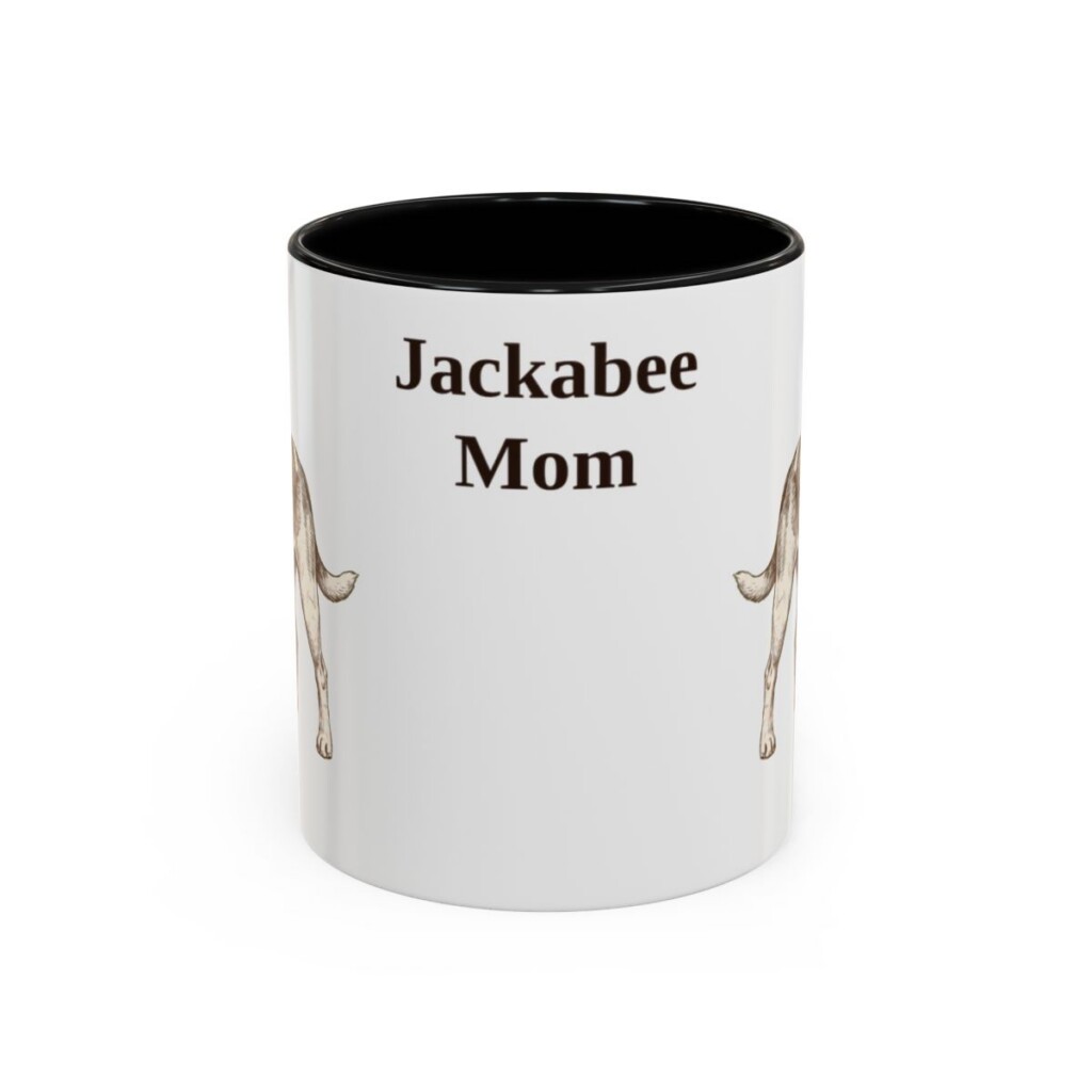 11oz Jackabee Dog Mom Mug, Black, front view