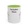 11oz Jackabee Dog Mom Mug, Light Green, front view