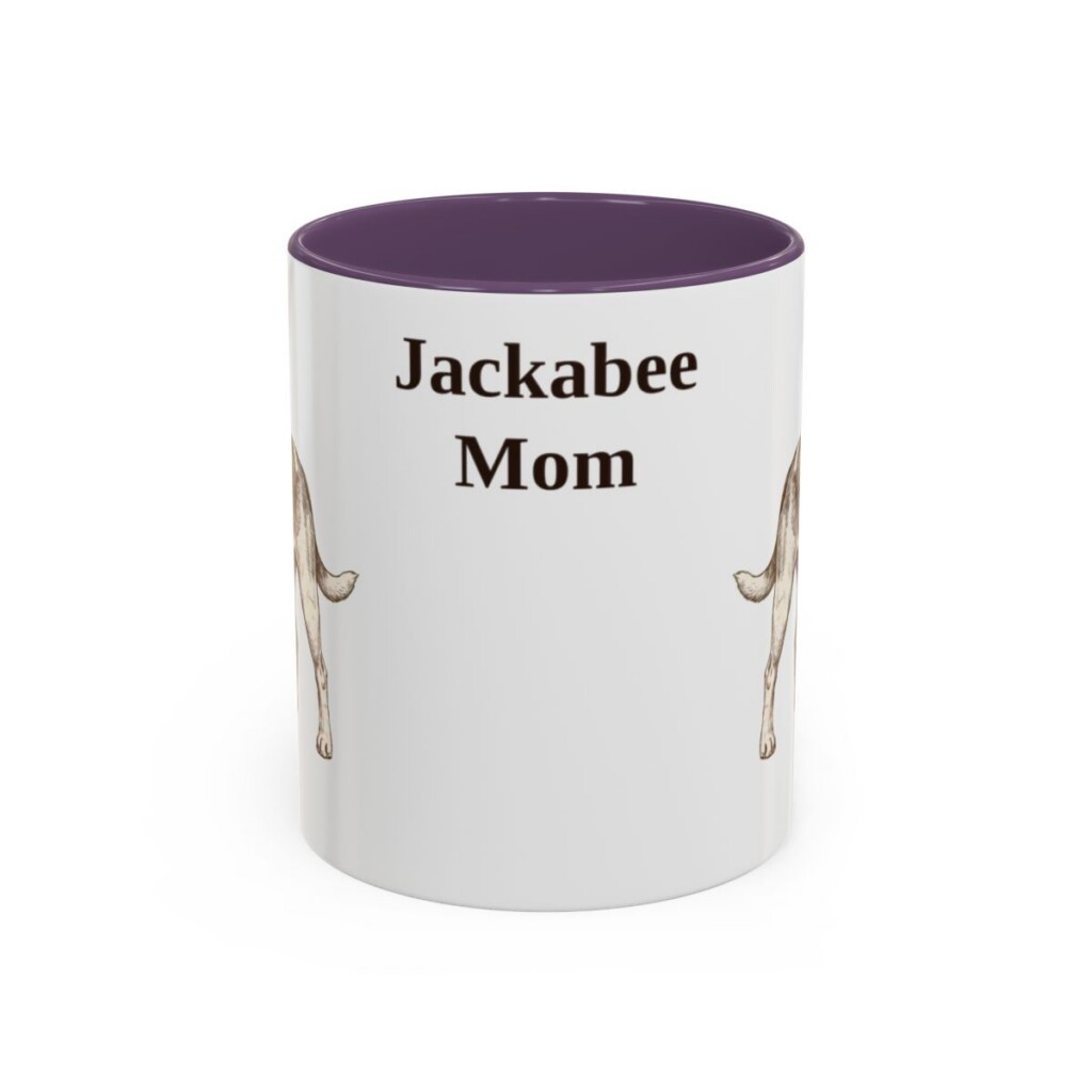 11oz Jackabee Dog Mom Mug, Purple, front view