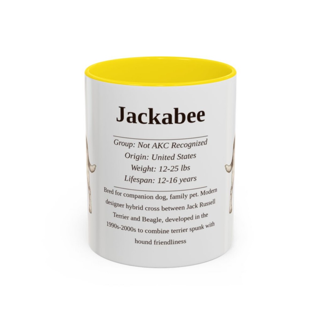 11oz Jackabee Mug, Yellow, front view