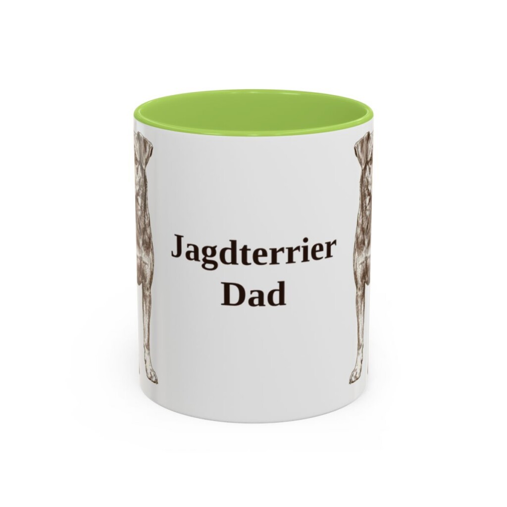 11oz Jagdterrier Dog Dad Mug, Light Green, front view