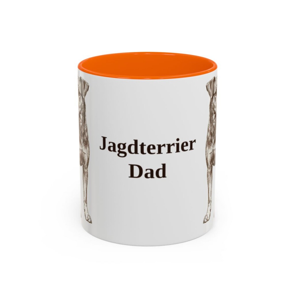 11oz Jagdterrier Dog Dad Mug, Orange, front view