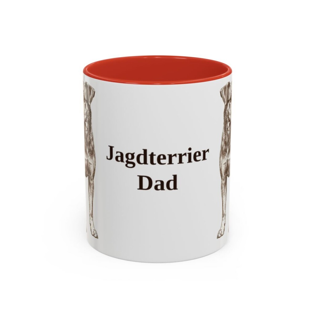 11oz Jagdterrier Dog Dad Mug, Red, front view