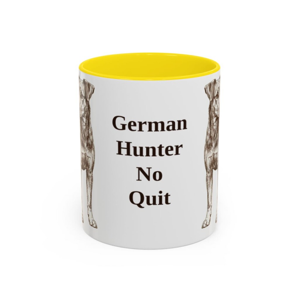 11oz Funny Jagdterrier Mug, Yellow, front view