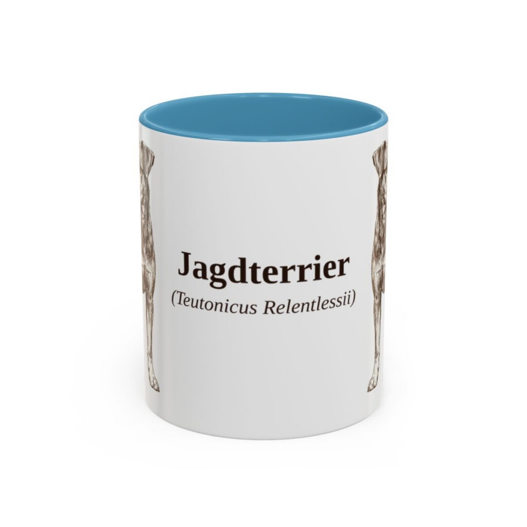 11oz Jagdterrier Latin Mug, Light Blue, front view