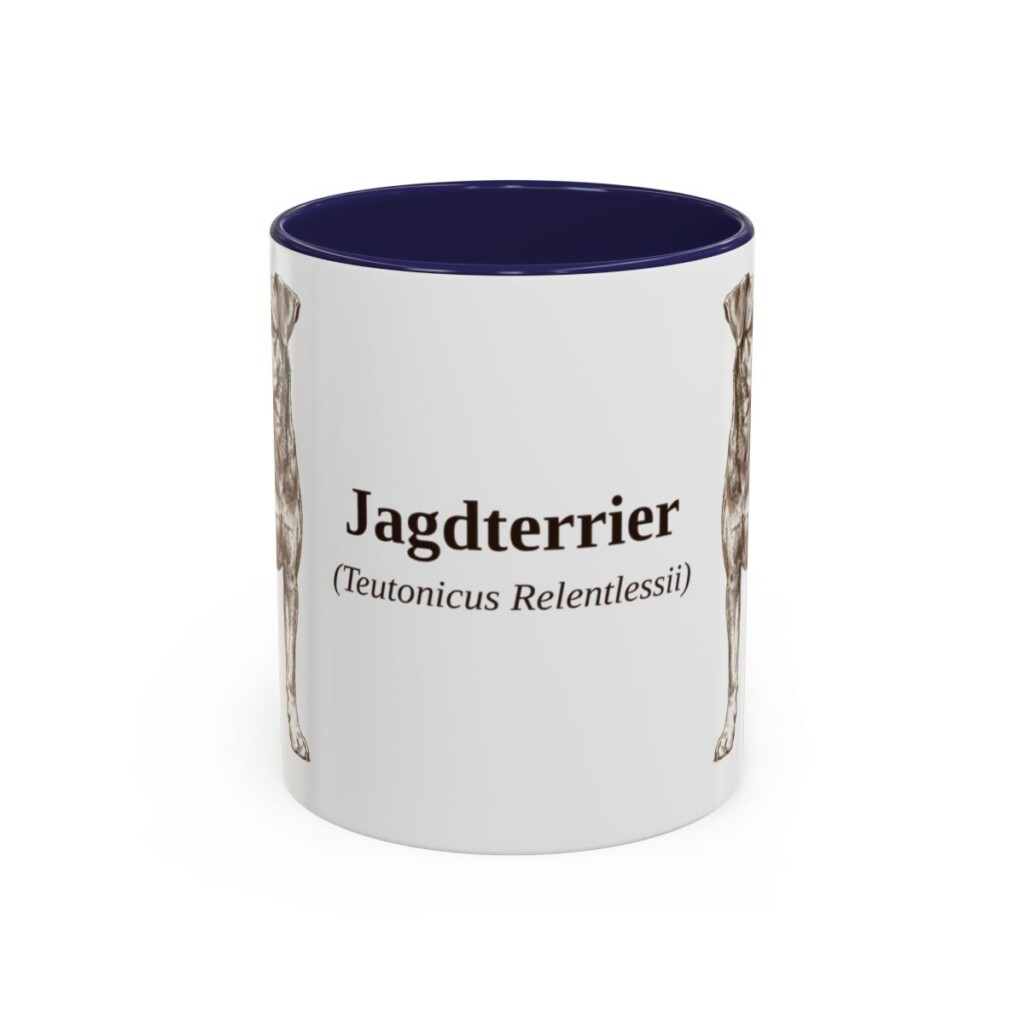 11oz Jagdterrier Latin Mug, Navy, front view