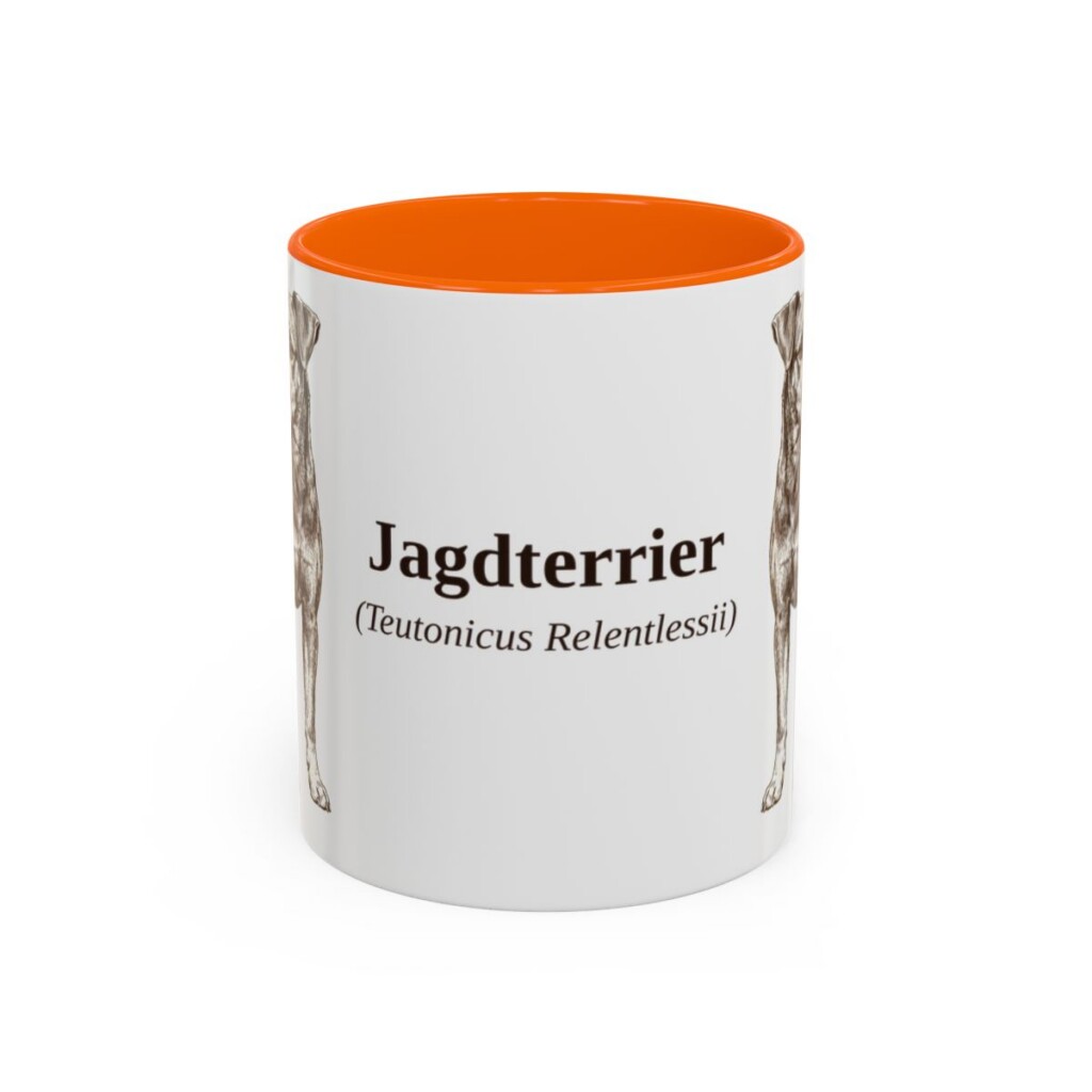 11oz Jagdterrier Latin Mug, Orange, front view