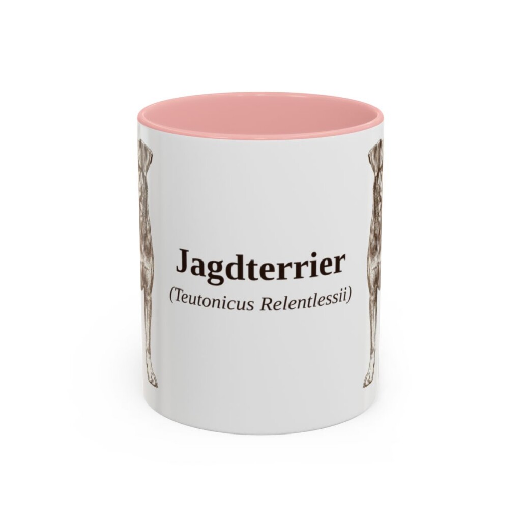 11oz Jagdterrier Latin Mug, Pink, front view