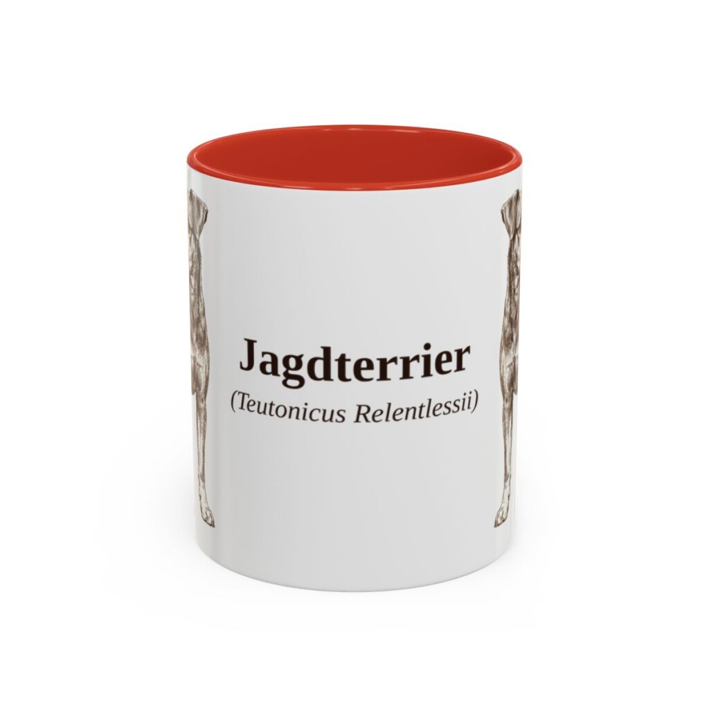 11oz Jagdterrier Latin Mug, Red, front view