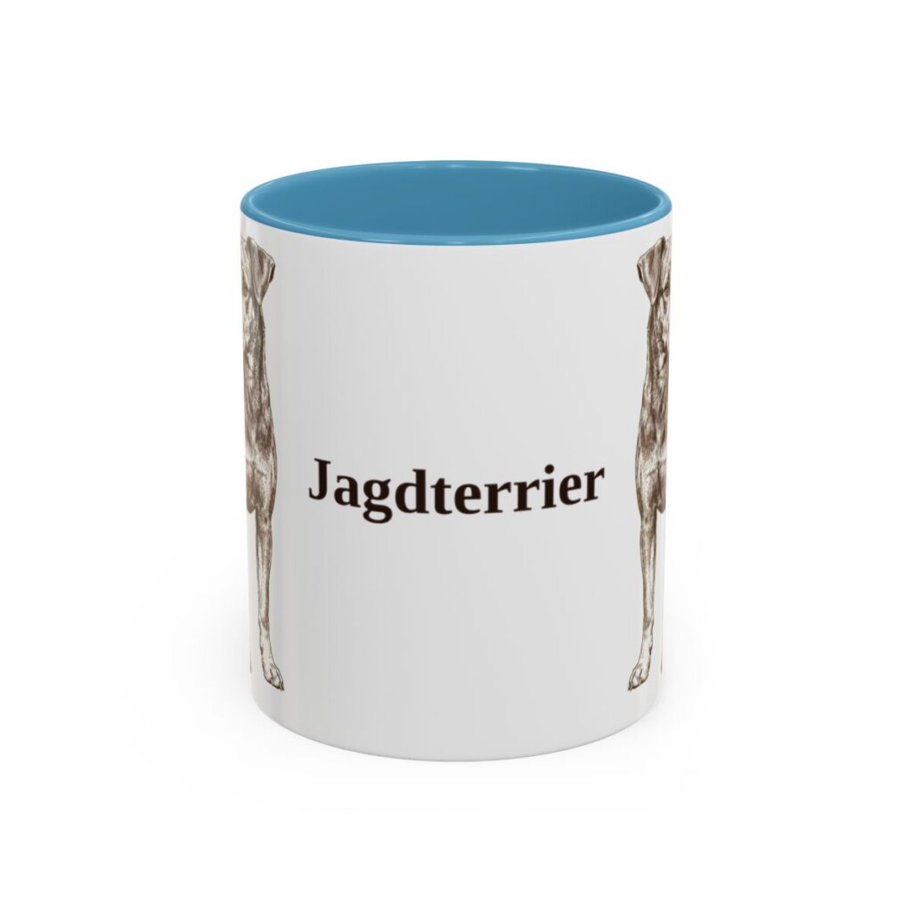 11oz Jagdterrier Mug, Light Blue, front view