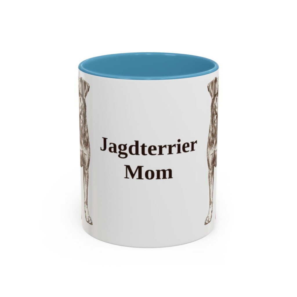 11oz Jagdterrier Dog Mom Mug, Light Blue, front view