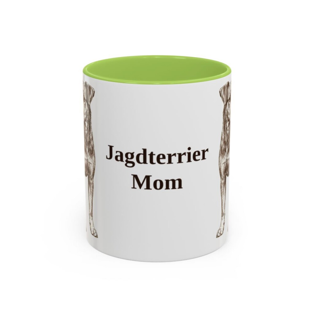 11oz Jagdterrier Dog Mom Mug, Light Green, front view