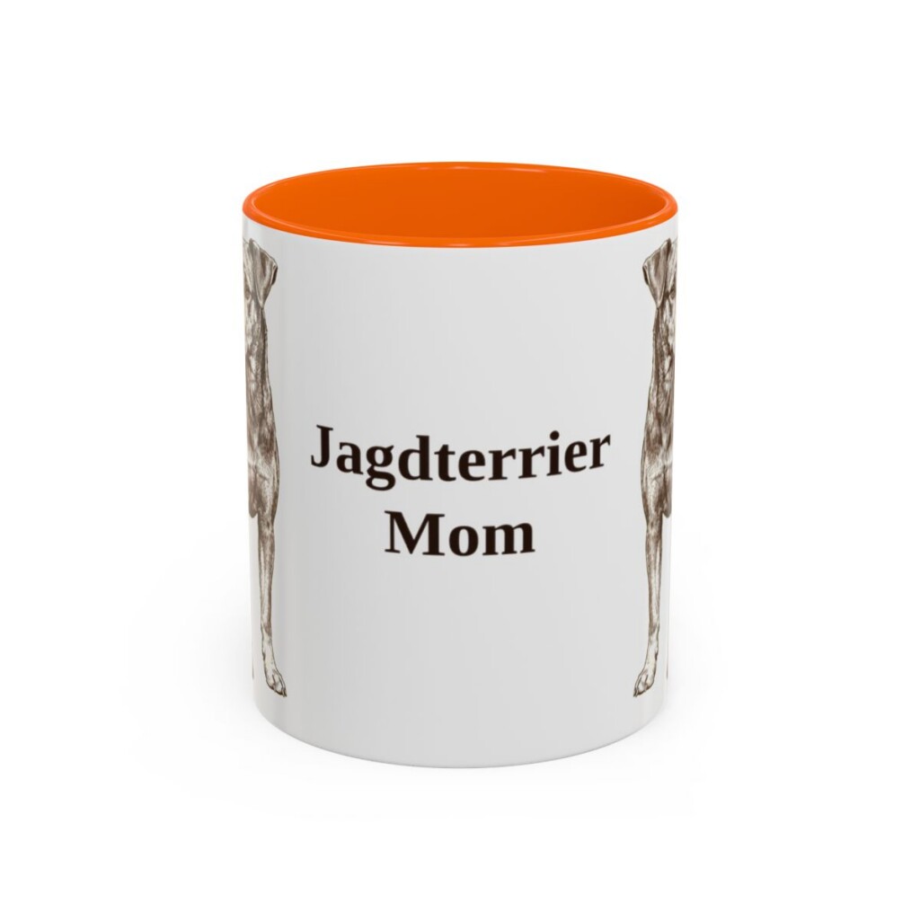 11oz Jagdterrier Dog Mom Mug, Orange, front view