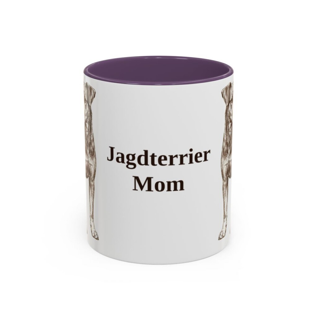 11oz Jagdterrier Dog Mom Mug, Purple, front view