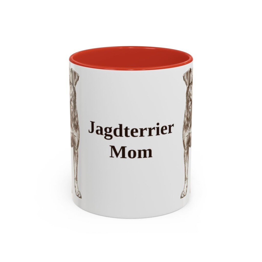 11oz Jagdterrier Dog Mom Mug, Red, front view