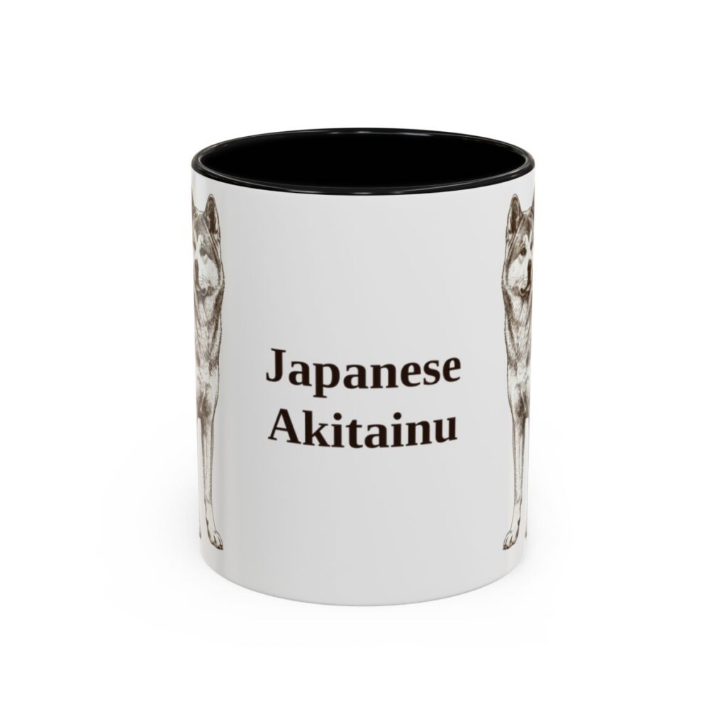 11oz Japanese Akitainu Mug, Black, front view