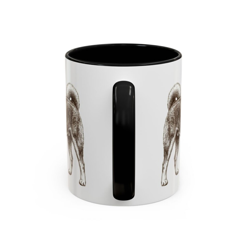 11oz Japanese Akitainu Dog Dad Mug, Black, back view