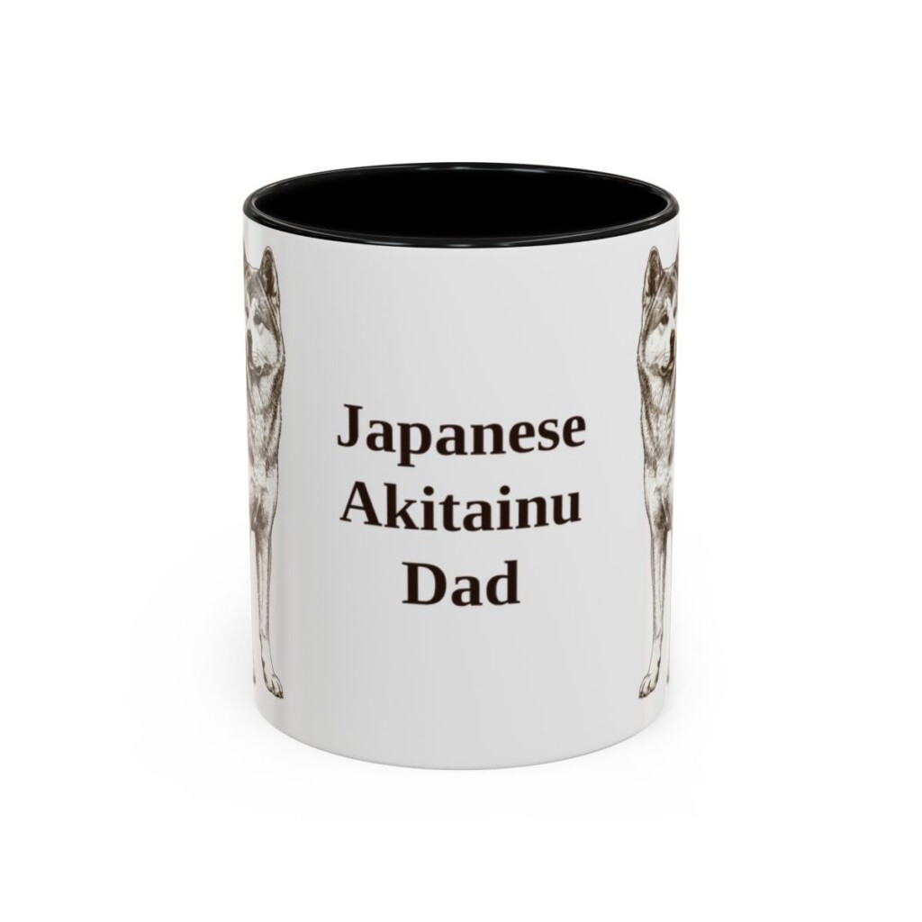 11oz Japanese Akitainu Dog Dad Mug, Black, front view