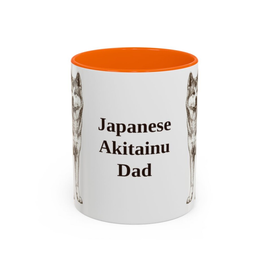 11oz Japanese Akitainu Dog Dad Mug, Orange, front view